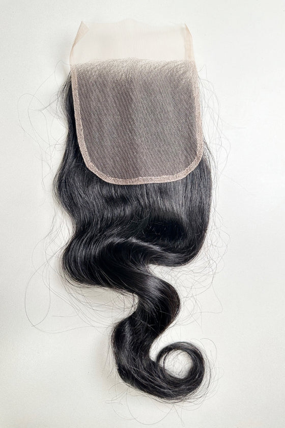 5x5 Transparent Lace Closure - Black Natural Wavy